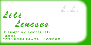 lili lencses business card