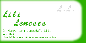 lili lencses business card